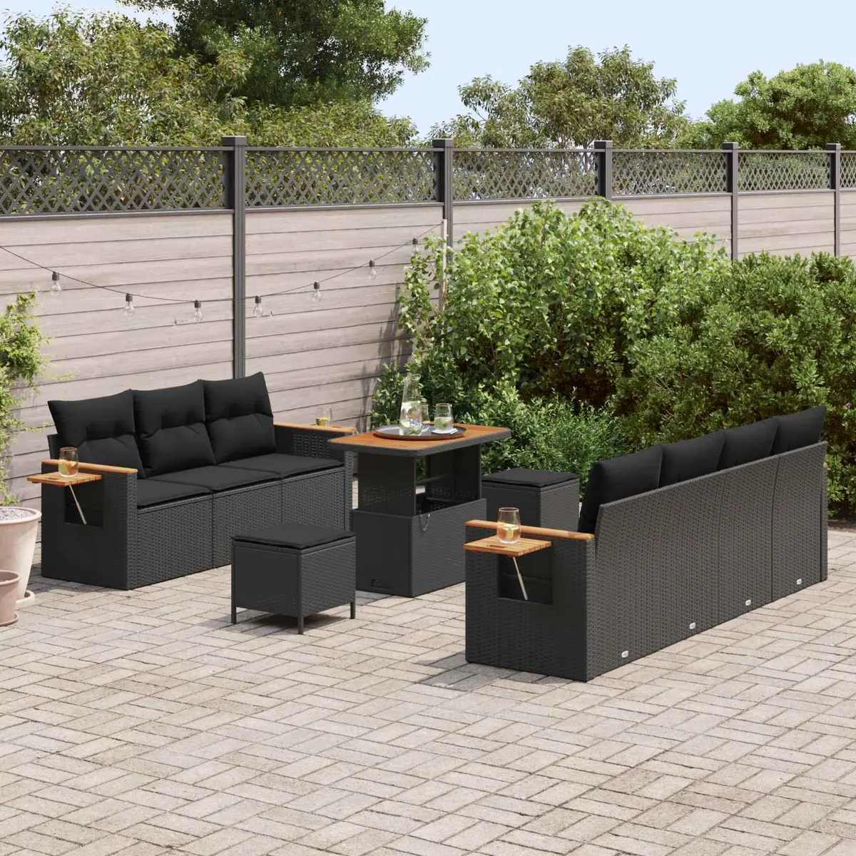 Modular Black Poly Rattan 13 Piece Outdoor Garden Sofa Set