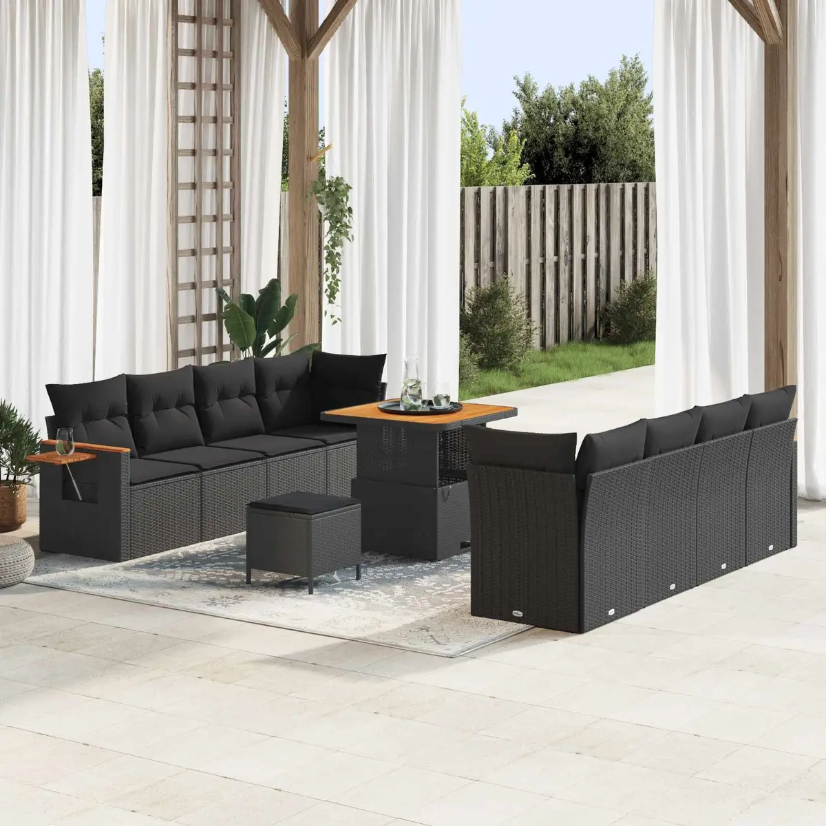 12-Piece Modular Outdoor Sofa Set in Black