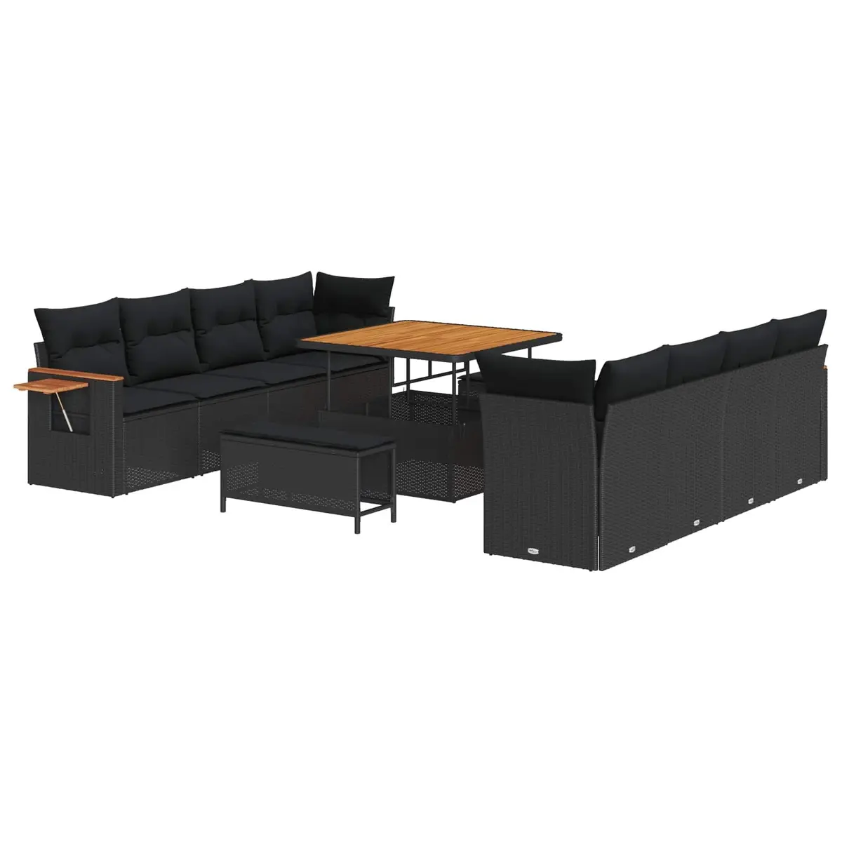 Modular Garden Sofa Set 12 pcs Black Rattan