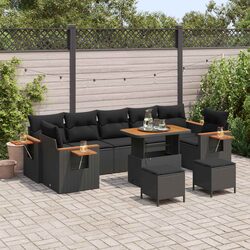 Black Poly Rattan 13-Piece Outdoor Sofa Set