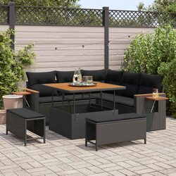 Premium Modular Black Poly Rattan Outdoor Sofa Set