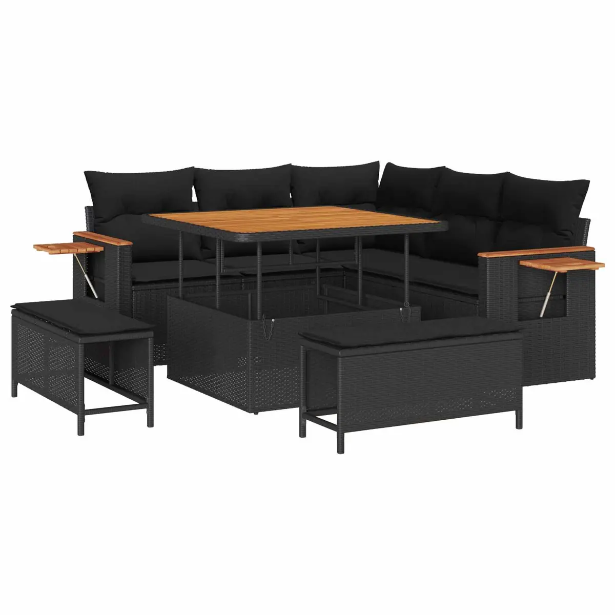 Modular Black Poly Rattan Outdoor Sofa Set