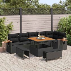 Modular 11-Piece Outdoor Garden Sofa Set in Black