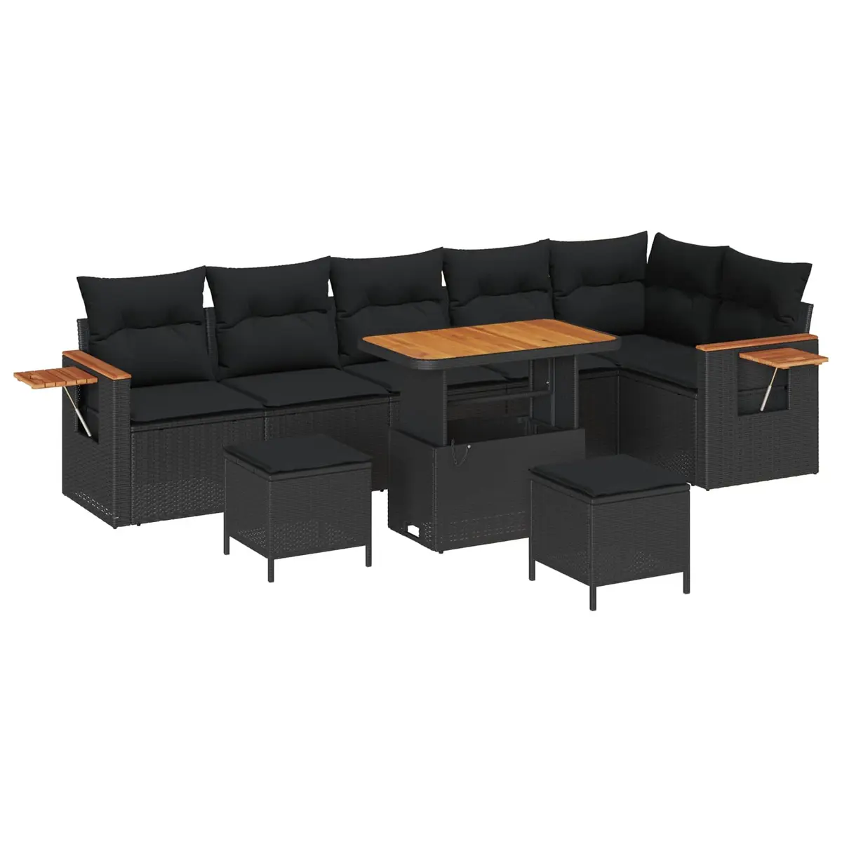 11-Piece Outdoor Garden Sofa Set in Black