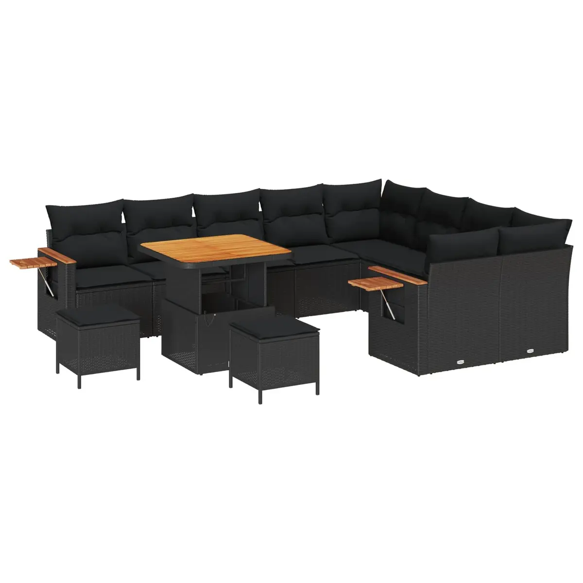 13-Piece Modular Garden Sofa Set in Black