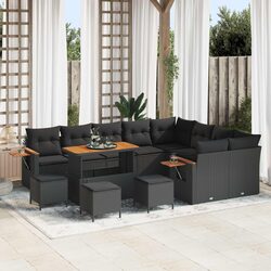 Premium 14-Piece Modular Garden Sofa Set in Black Rattan