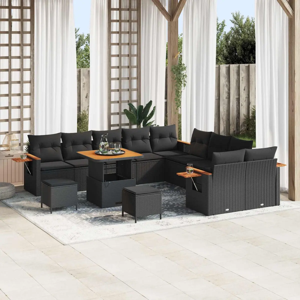 Black Modular 17pcs Outdoor Garden Sofa Set