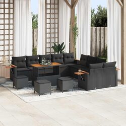 18-Piece Black Poly Rattan Modular Garden Sofa Set