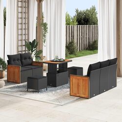 Premium 10-Piece Modular Outdoor Garden Sofa Set in Black