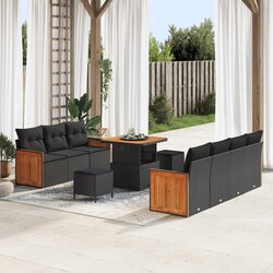 Outdoor Garden Sofa Set 13pc Modular Poly Rattan Black Sectional Lounge