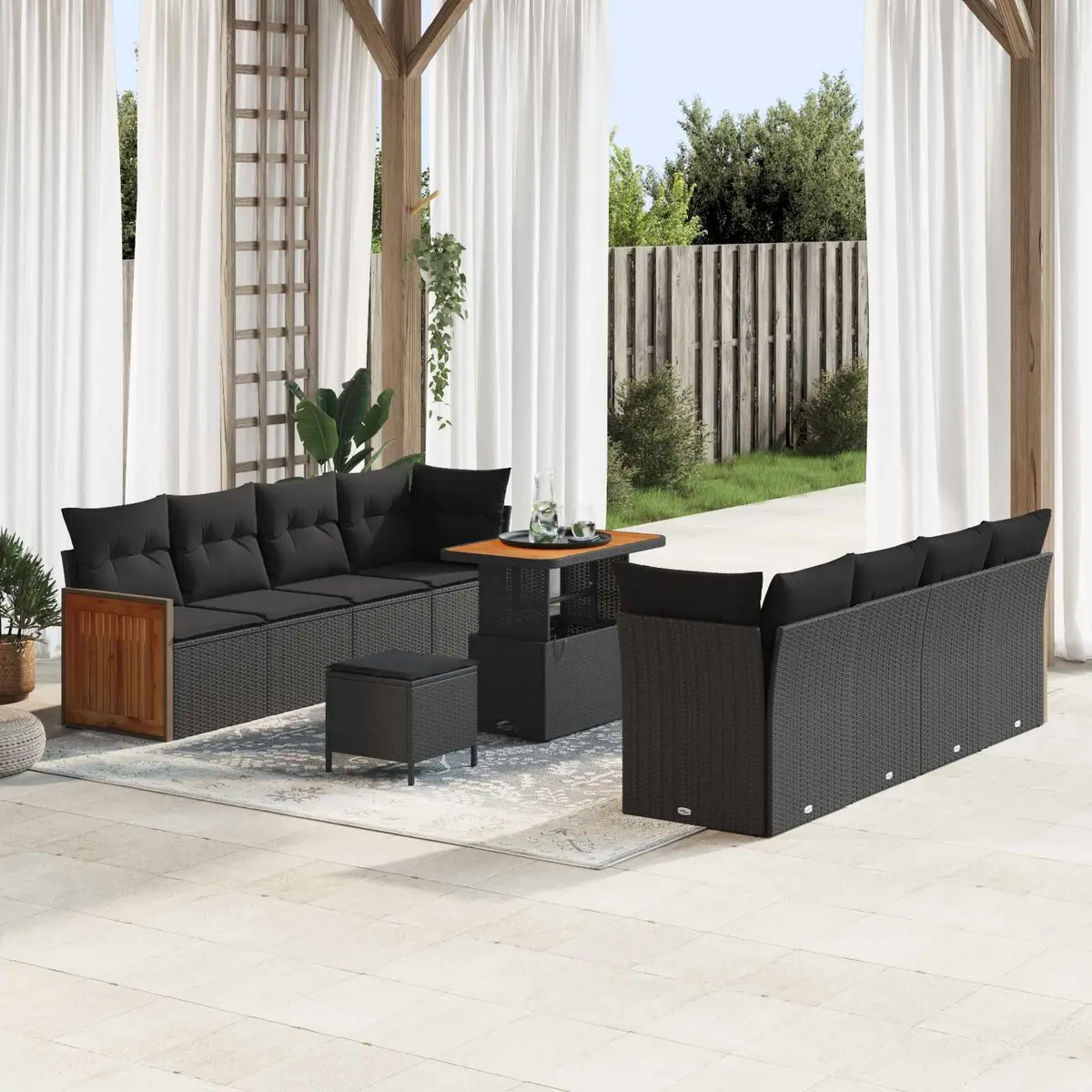 12-Piece Black Modular Garden Sofa Set
