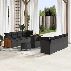 Stylish 12-Piece Black Modular Garden Sofa Set
