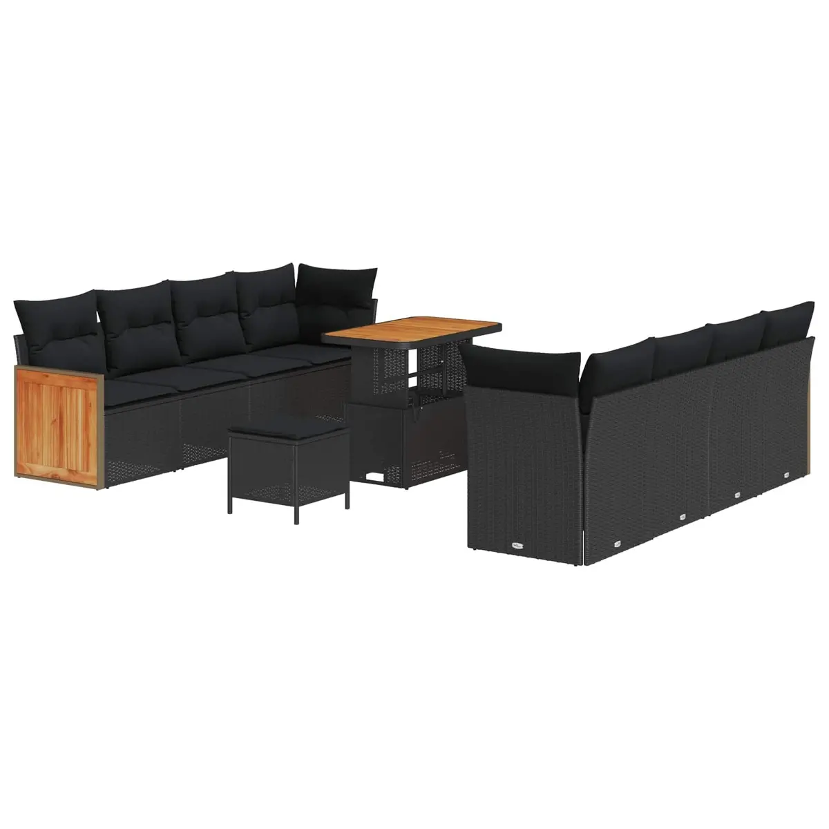 12-Piece Black Modular Garden Sofa Set