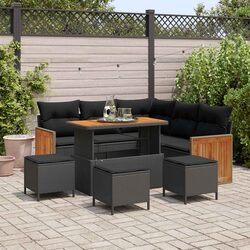 High-Quality 9-Piece Modular Garden Sofa Set in Black