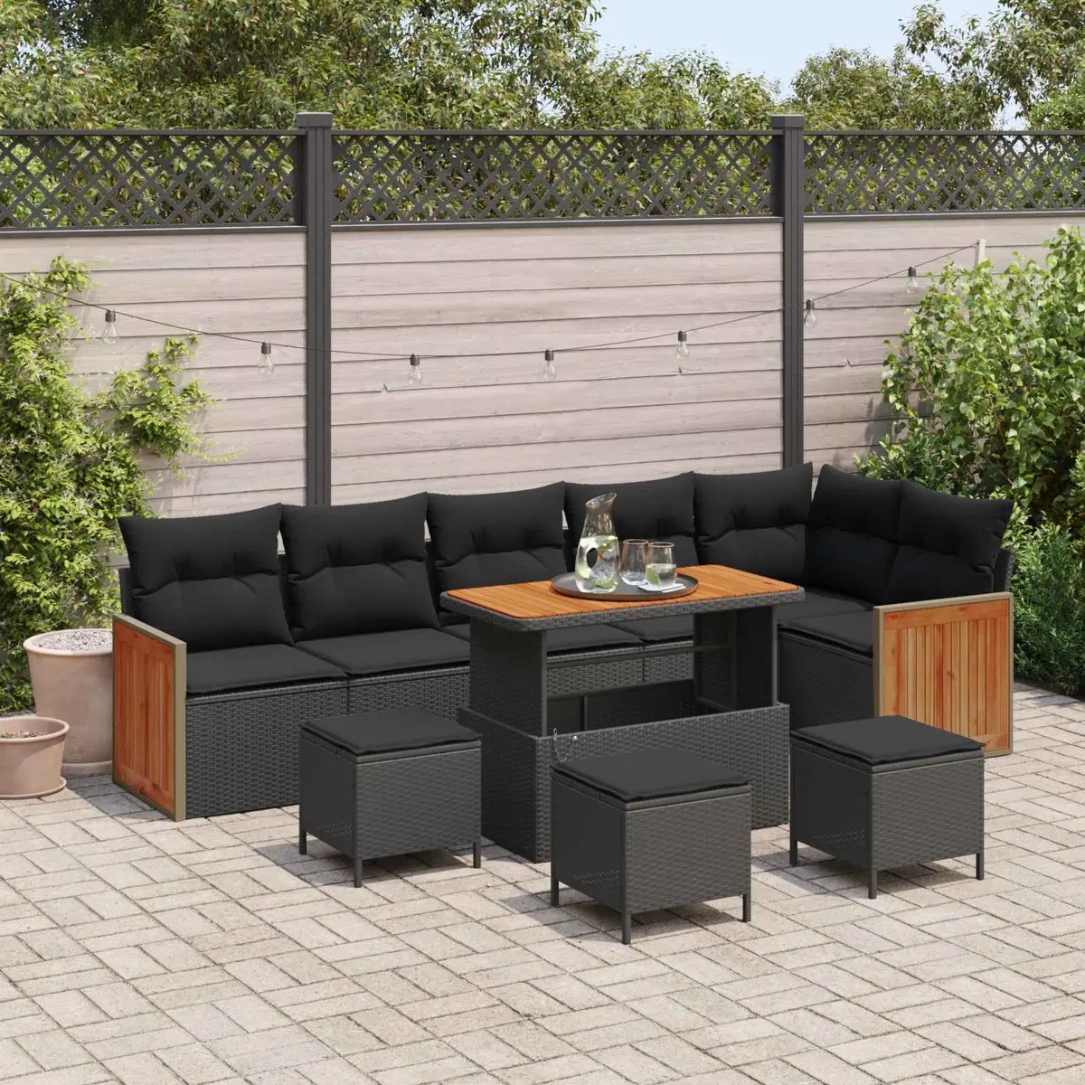 12-Piece Modular Garden Sofa Set in Black