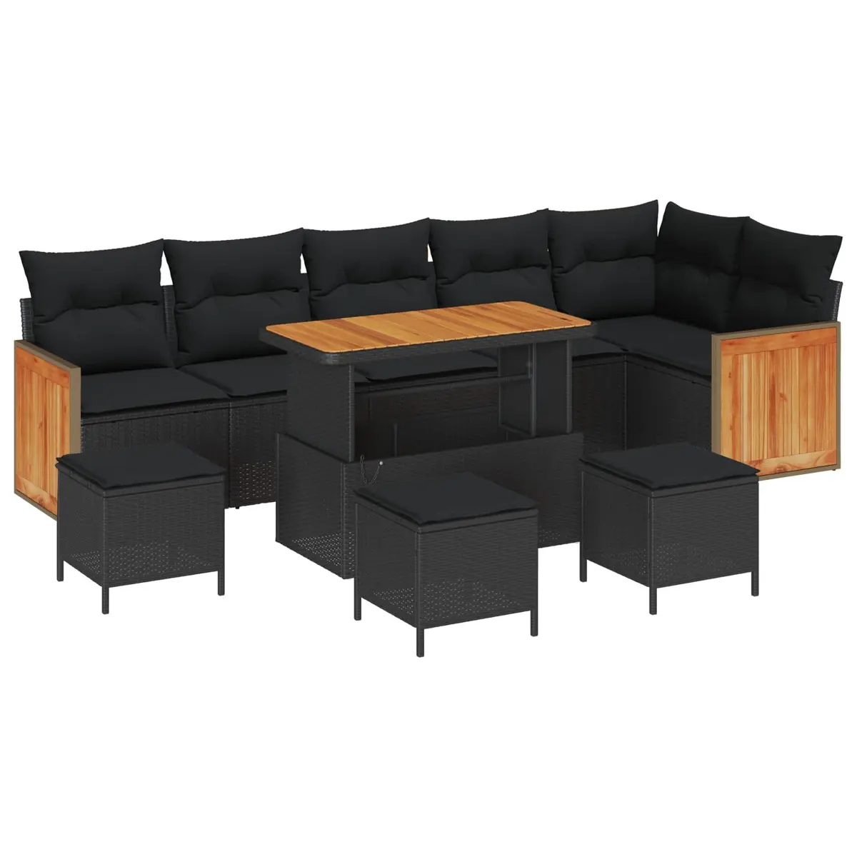12-Piece Modular Garden Sofa Set in Black