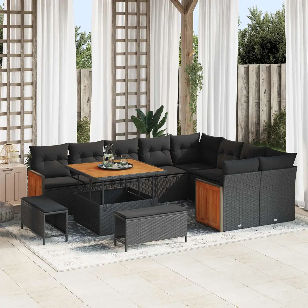 13-Piece Garden Sofa Set in Black