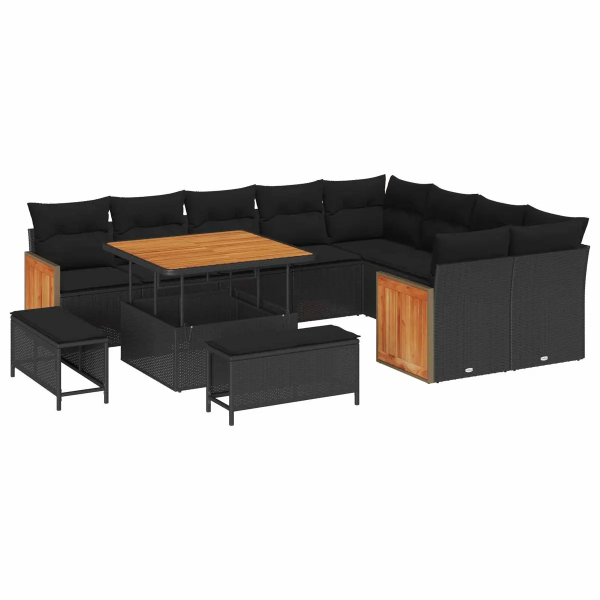 13-Piece Garden Sofa Set in Black