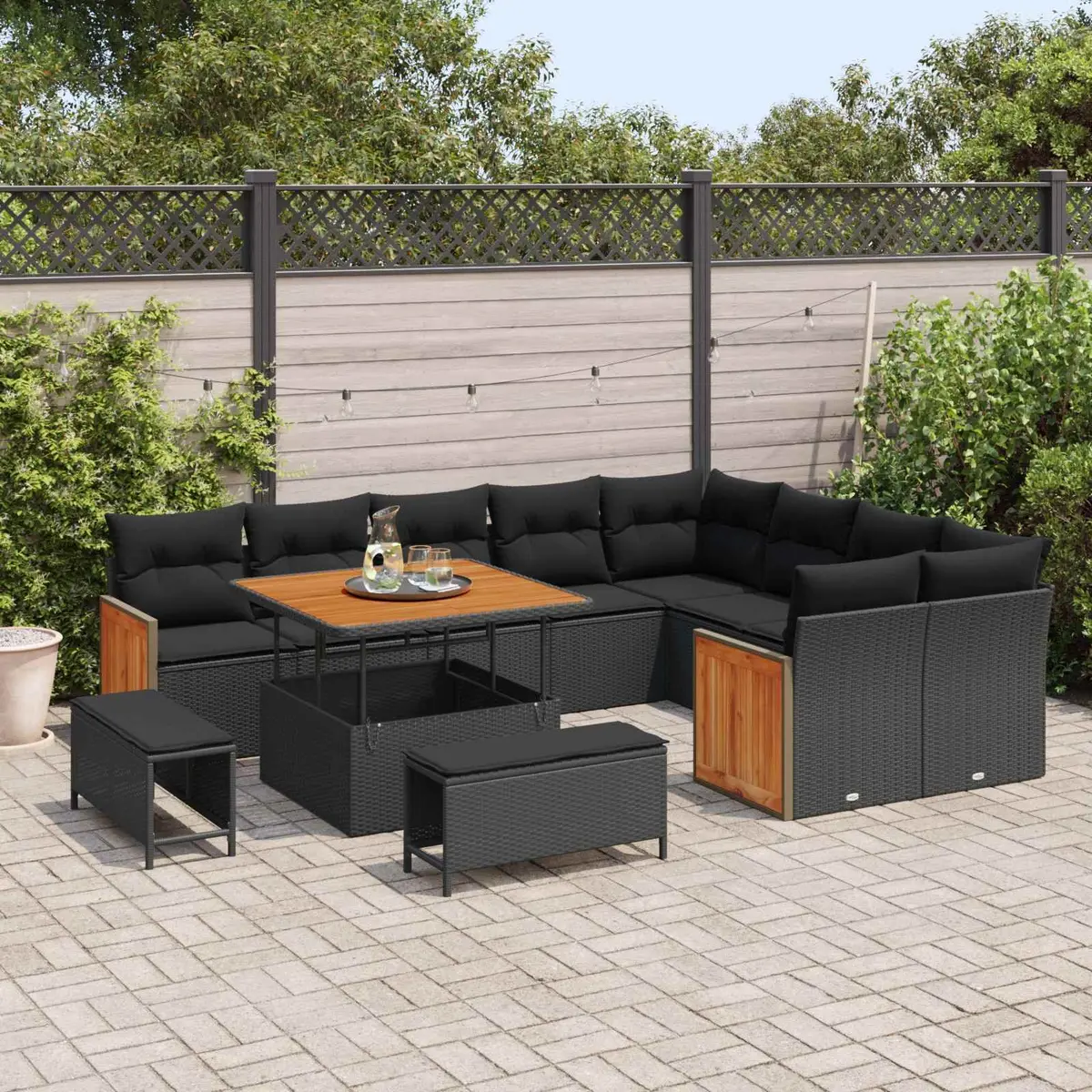 13-Piece Garden Sofa Set in Black
