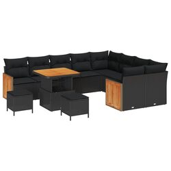 Durable Black Poly Rattan 13-Piece Modular Garden Sofa Set