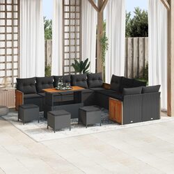 18-Piece Black Rattan Modular Garden Sofa Set