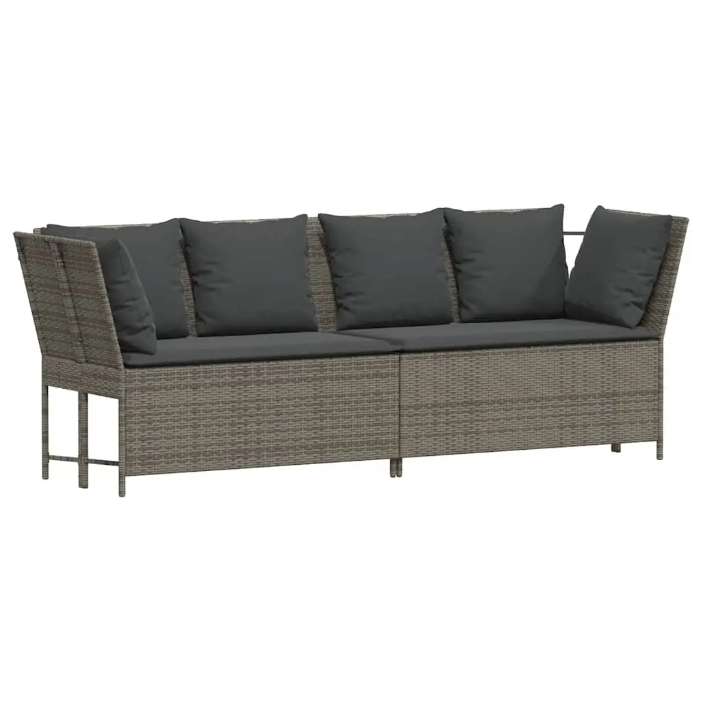Garden Sofa with Cushions in Grey Poly Rattan