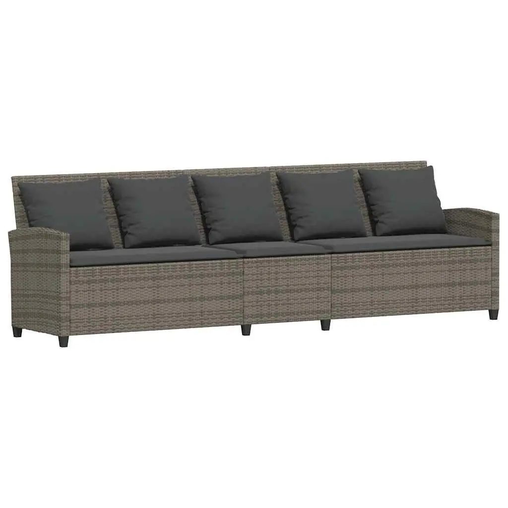 Garden Sofa with Cushions in Grey Poly Rattan