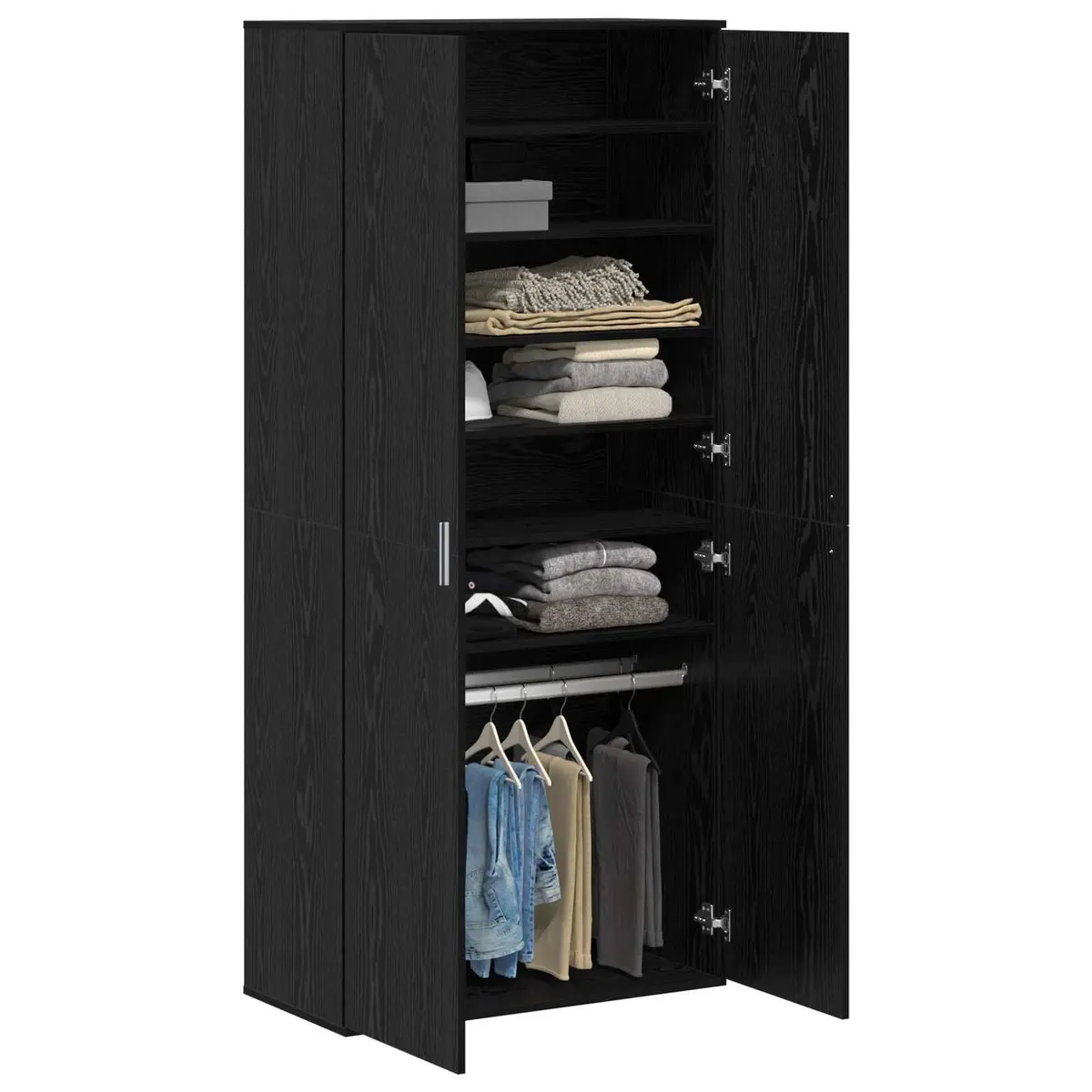 Highboard Storage Cabinet with Black Oak Finish