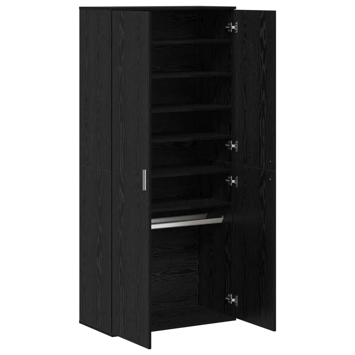 Highboard Storage Cabinet with Black Oak Finish