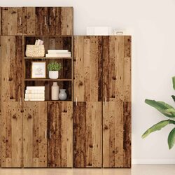 Brown Engineered Wood Highboard Storage Cabinet Tall Sideboard Buffet Dining