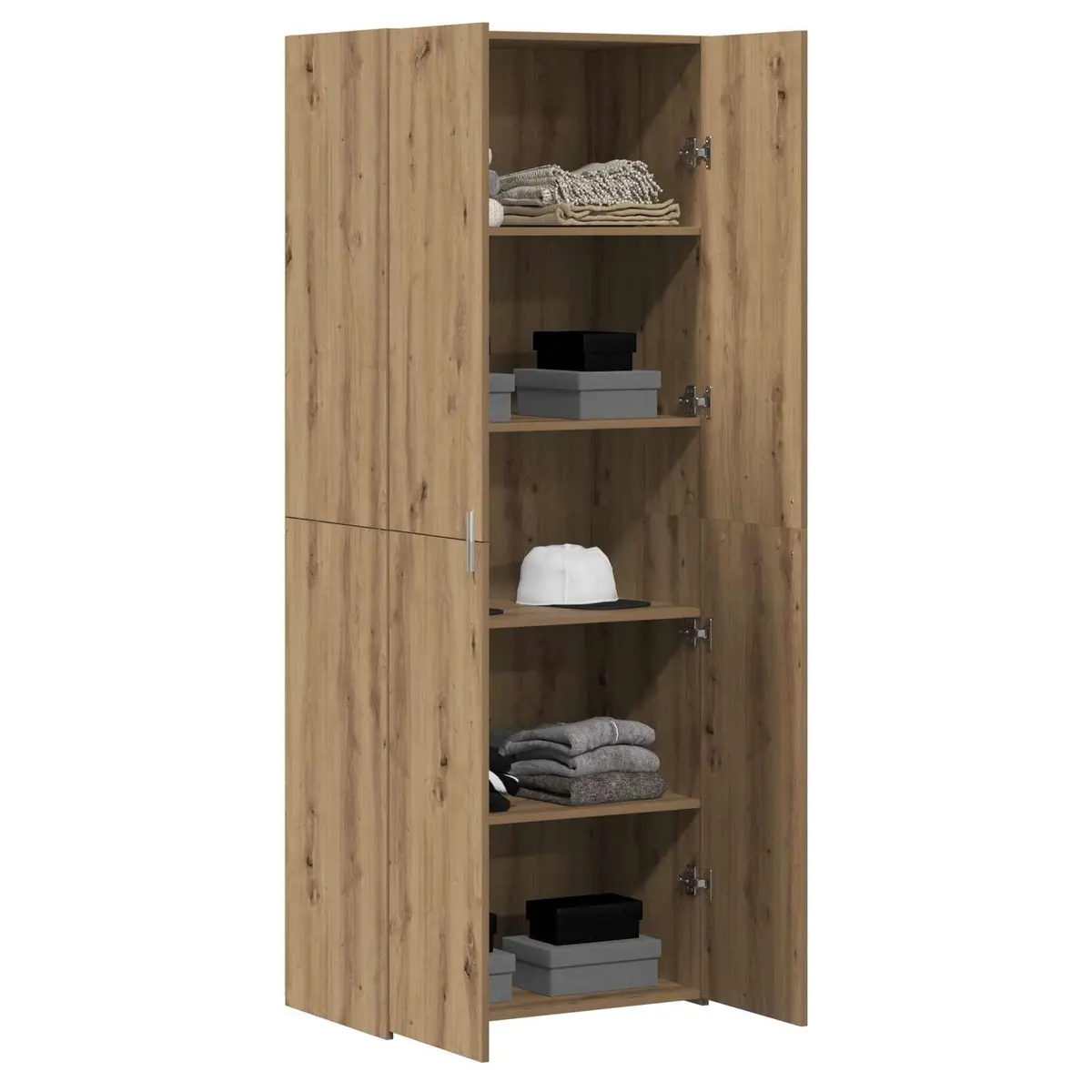 Brown Engineered Wood Highboard Storage Cabinet