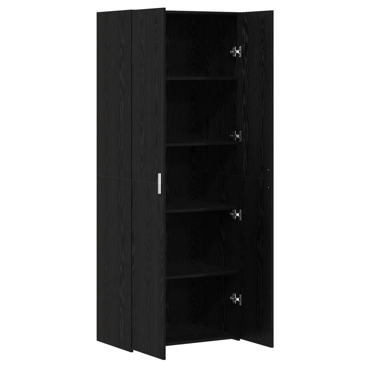 Black Engineered Wood Highboard Storage Cabinet Modern Living Room Dining