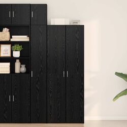 Sturdy Rustic Buffet Cabinet in Black Oak Finish