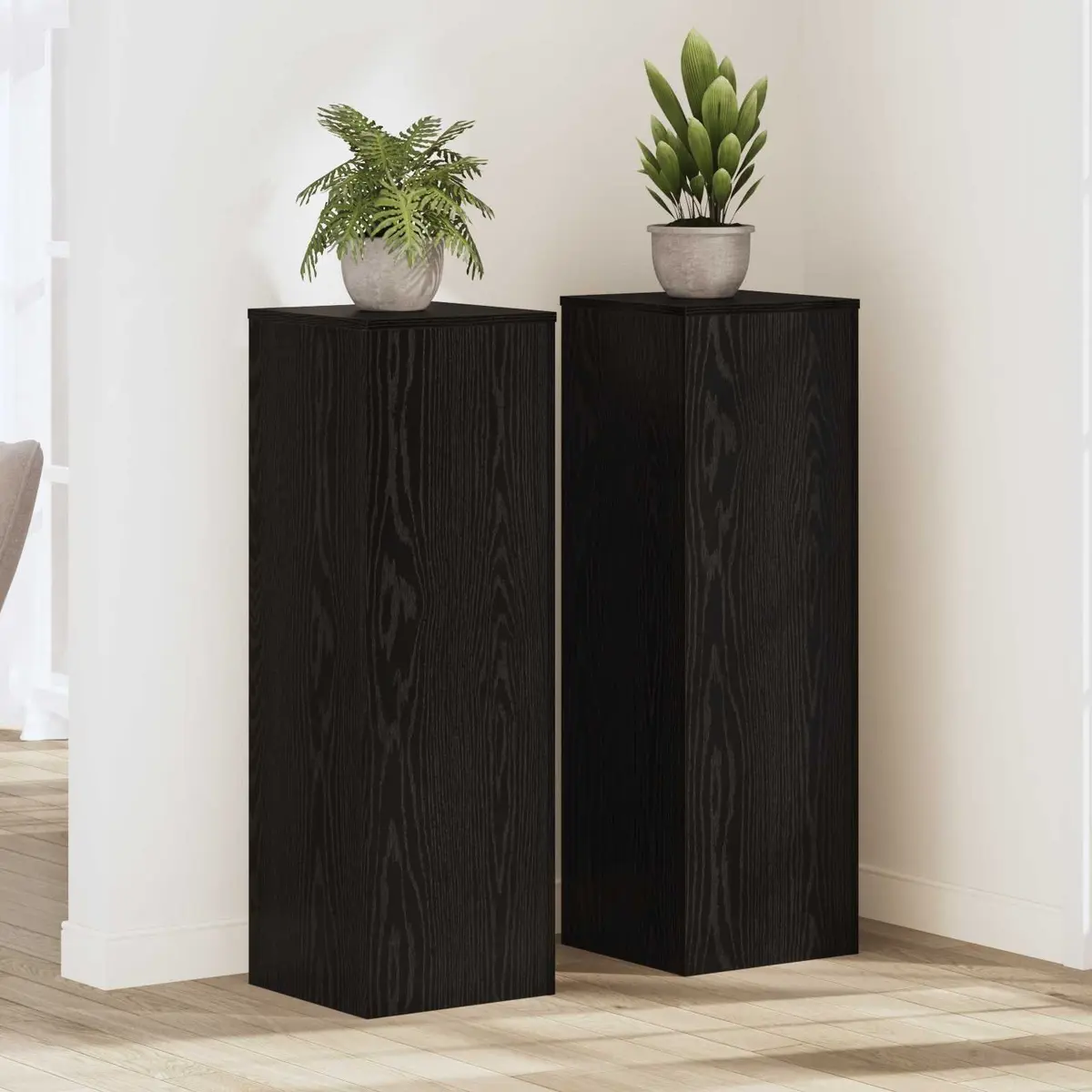 Plant Stand 2 Pieces Black 33 x 33 x 100 cm Indoor Outdoor Garden Display