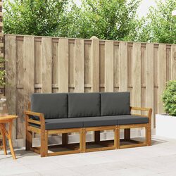 Acacia Wood Outdoor Sofa Set with Cushions 3 Pieces