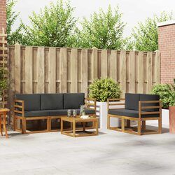 6-Piece Garden Patio Sofa Set with Cushions in Brown