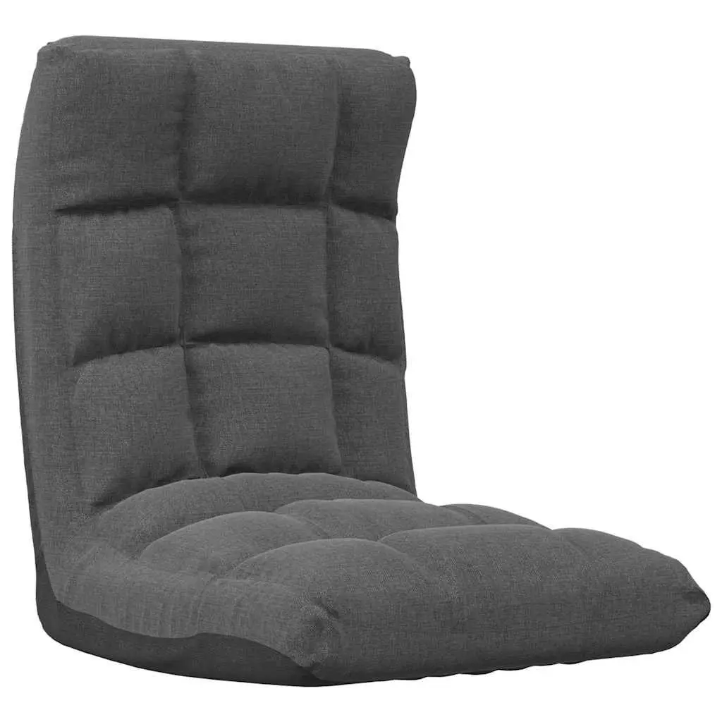 Folding Floor Chair Fabric Grey Padded Adjustable Reclining Lounger