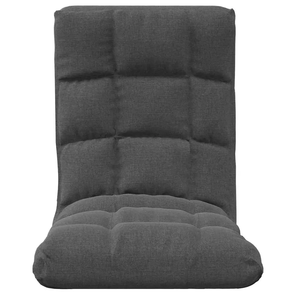 Folding Floor Chair Fabric Grey Padded Adjustable Reclining Lounger
