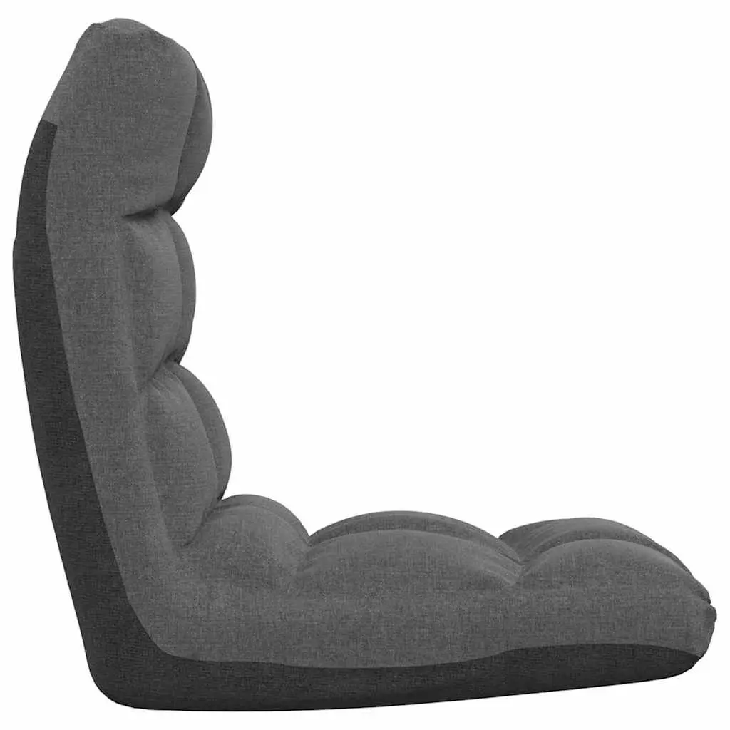 Folding Floor Chair Fabric Grey Padded Adjustable Reclining Lounger