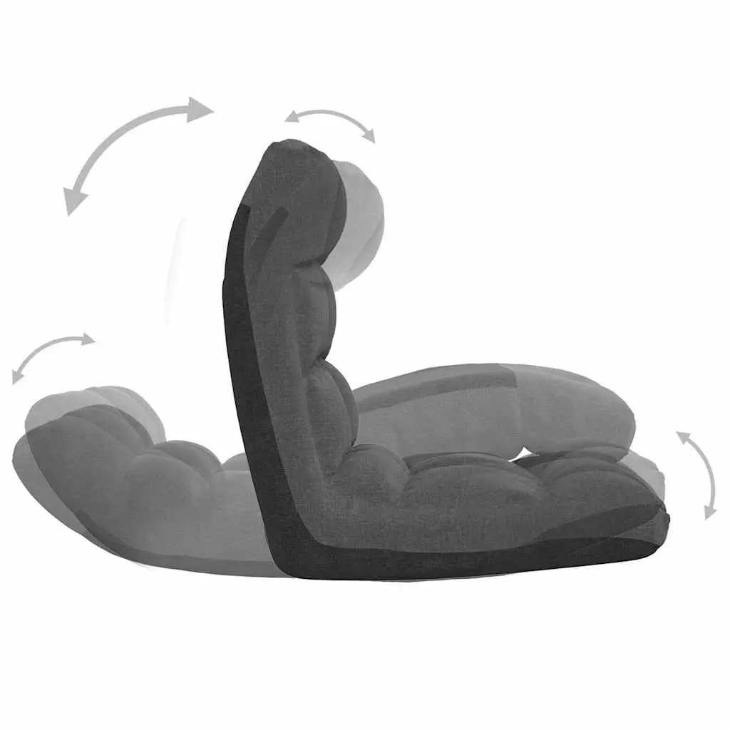 Folding Floor Chair Fabric Grey Padded Adjustable Reclining Lounger