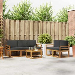 6-Piece Acacia Wood Outdoor Sofa Set with Cushions