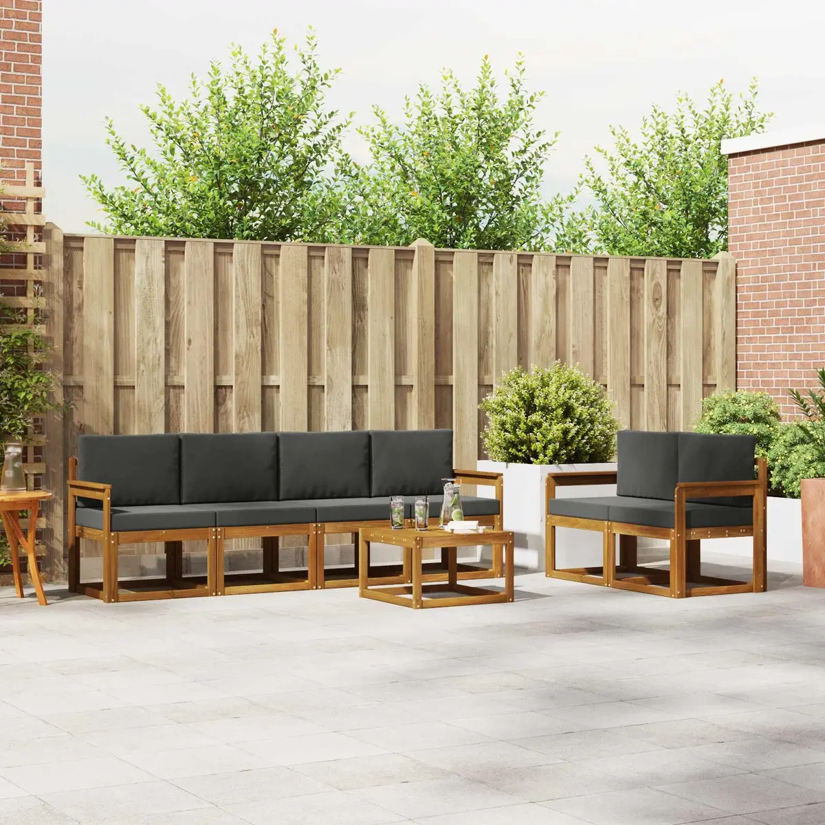 7-Piece Outdoor Sectional Sofa Set with Cushions