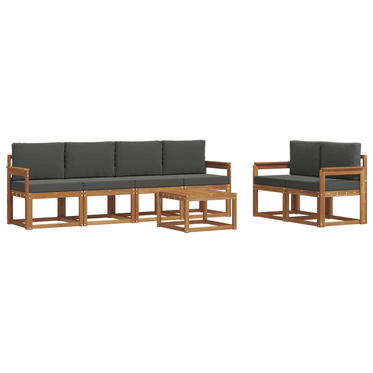 Outdoor Sectional Sofa Set Solid Acacia Wood 7 Piece Brown