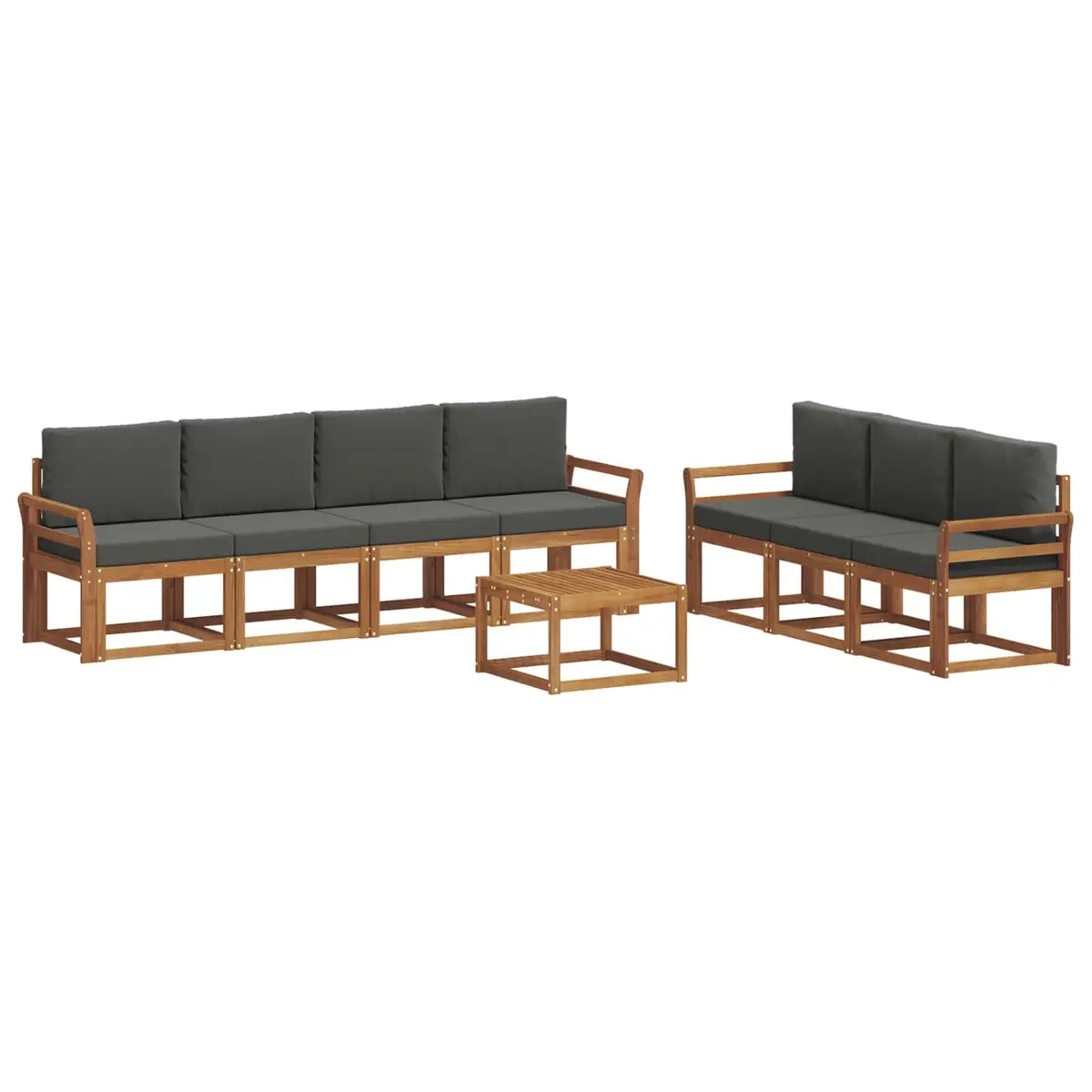 Outdoor Sofa Set Solid Acacia Wood 8 Pieces Brown Natural and Anthracite