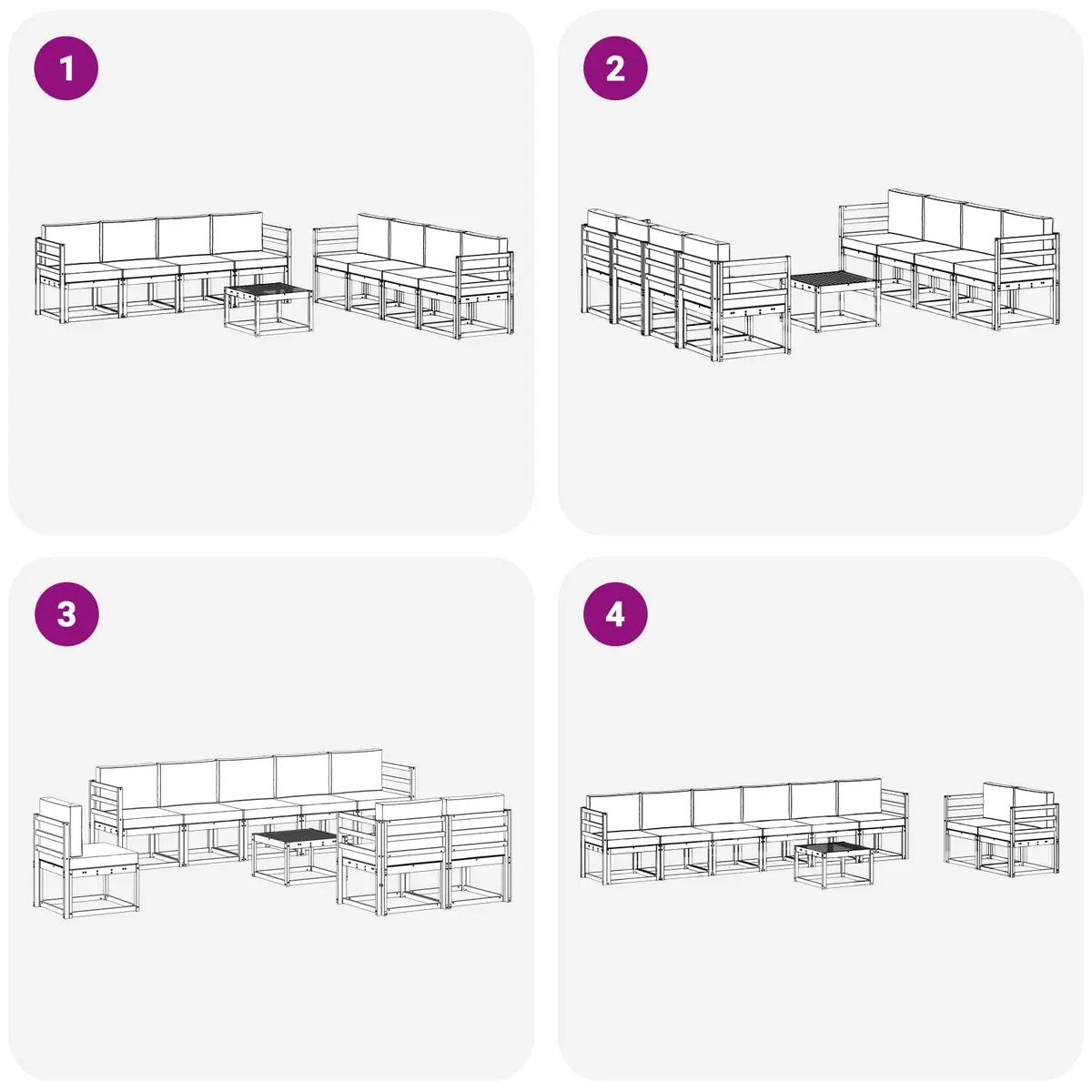 9 Piece Outdoor Sectional Sofa Set with Cushions