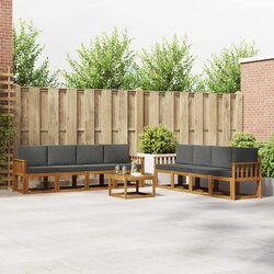 9-Piece Outdoor Sectional Sofa Set with Cushions in Brown