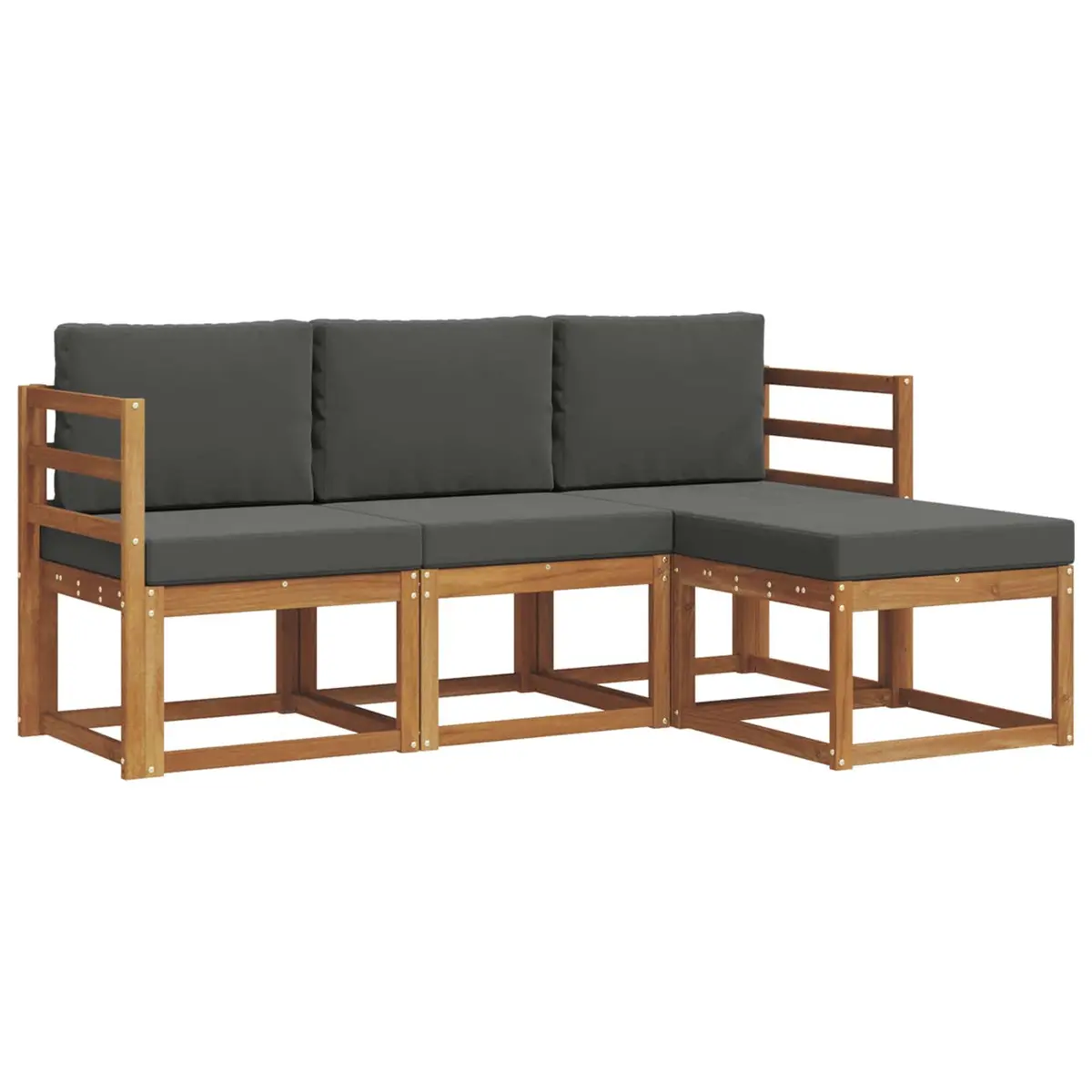 Outdoor Sofa Set Solid Acacia Wood 4 Piece Brown