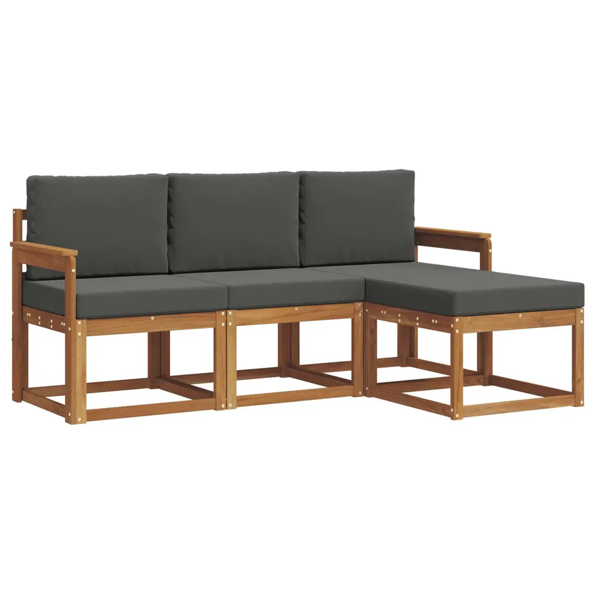 Outdoor Sofa Set Solid Acacia Wood 4 Pieces Brown