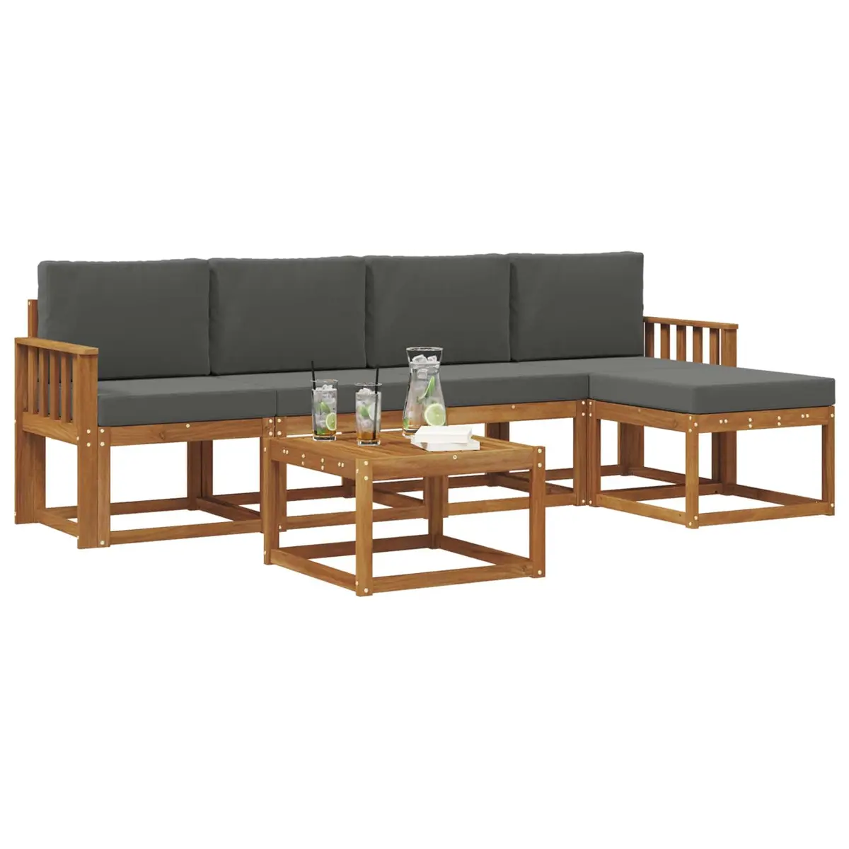 6-Piece Outdoor Sectional Sofa Set with Cushions