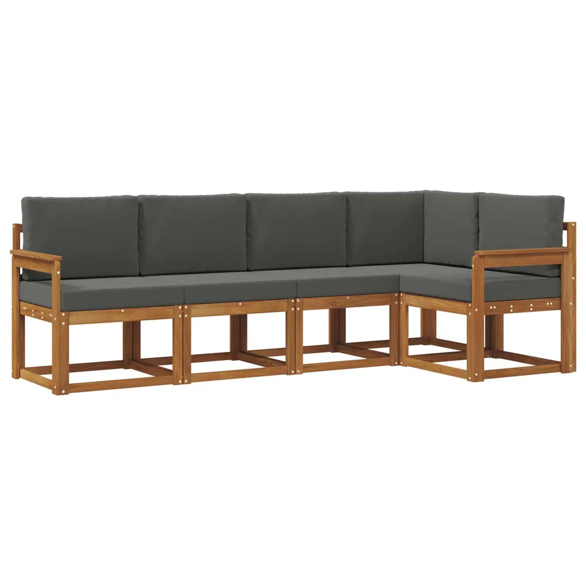 Outdoor Sofa Set Solid Acacia Wood 5 Pieces Brown